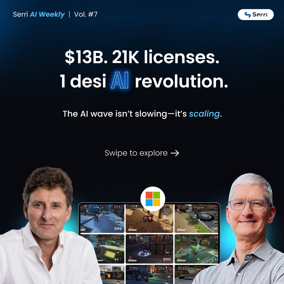 serri_ai's tweet photo. $13B deals. 21K AI licenses.
A desi model in the making 🤯
Here are 6 insane AI updates &
Why marketers should care👇🏻
(A thread🧵)
#SerriAIWeekly #AIforMarketers https://t.co/1SILw7iLwn