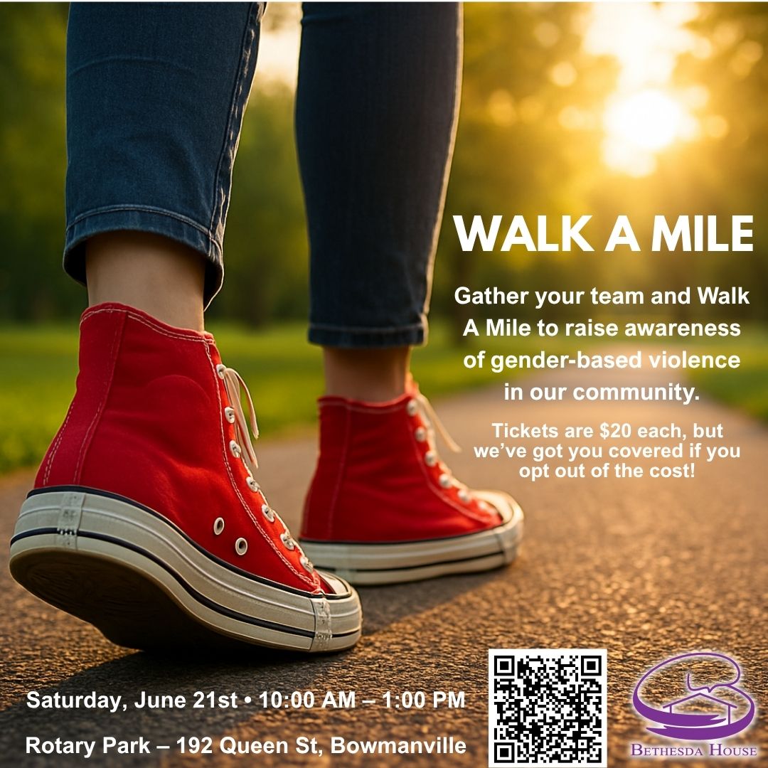 👟Join us for Walk A Mile in support of survivors!
🗓️June 21 | 🕙10AM–1PM
📍Rotary Park, Bowmanville
🎟️$20 tickets (or opt out!), kids FREE!
🎉Face painting, games, prizes, mascots &amp; free food!
loom.ly/aby1w08
#WalkAMile #BethesdaHouse #SupportSurvivors #BowmanvilleEvents