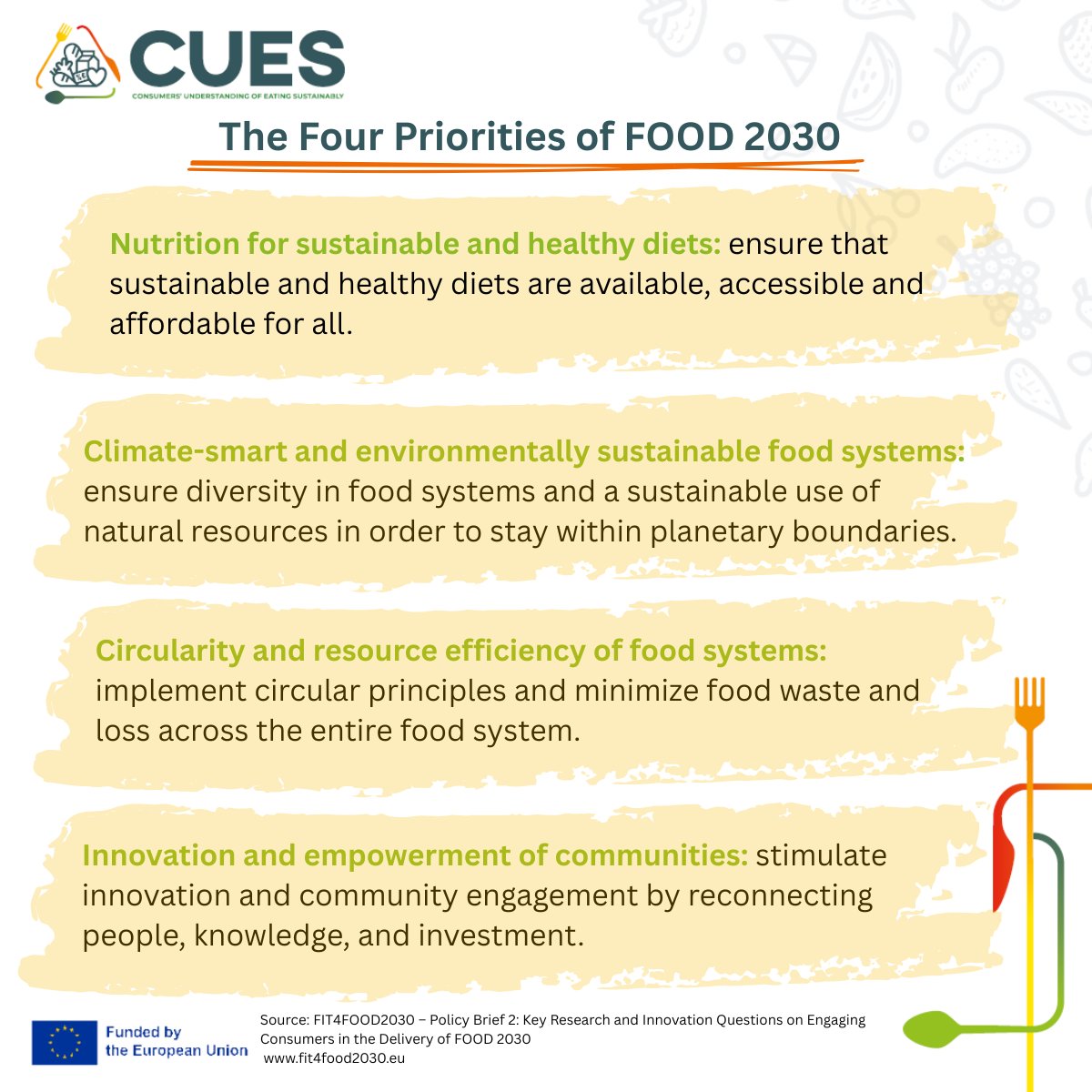 Read the FIT4FOOD2030 policy brief: fit4food2030.eu/wp-content/upl…

#CUES #Horizoneurope #FutureOfFood #Sustainability #Innovation #Consumers #Eating #TripleChange #Farm2Fork