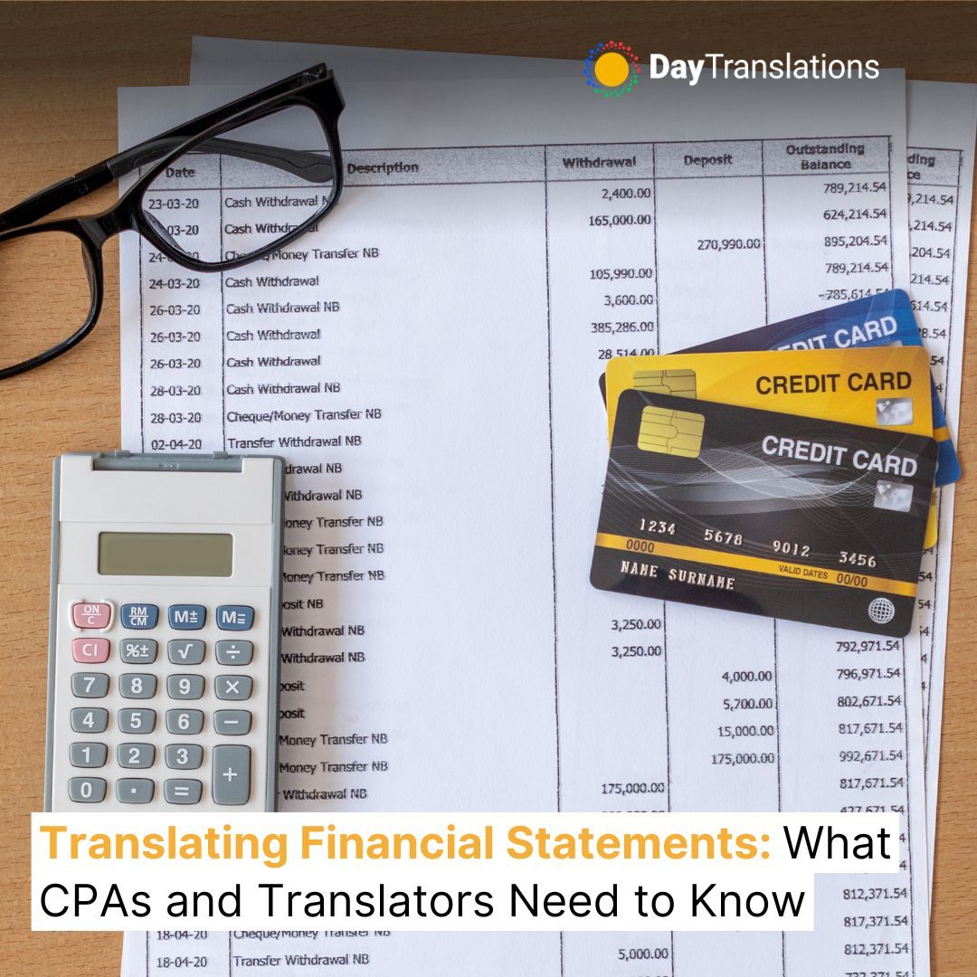 DayTranslations's tweet image. Learn key strategies for CPAs and translators in translating financial statements. Ensure precision and clarity in your financial documentation with our expert tips: buff.ly/3pHZDI5
 #FinancialTranslations #TranslationTips #Translators
