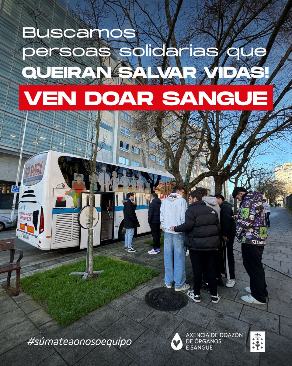 Se es unha persoa solidaria, xenerosa e altruísta… Es un dos nosos!
As nosas unidades móbiles percorren Galicia para que poidas doar sangue e salvar ata 3 vidas!
Tamén podes doar nos locais de #doazón dos principais hospitais
🩸 Contamos coa túa axuda?
