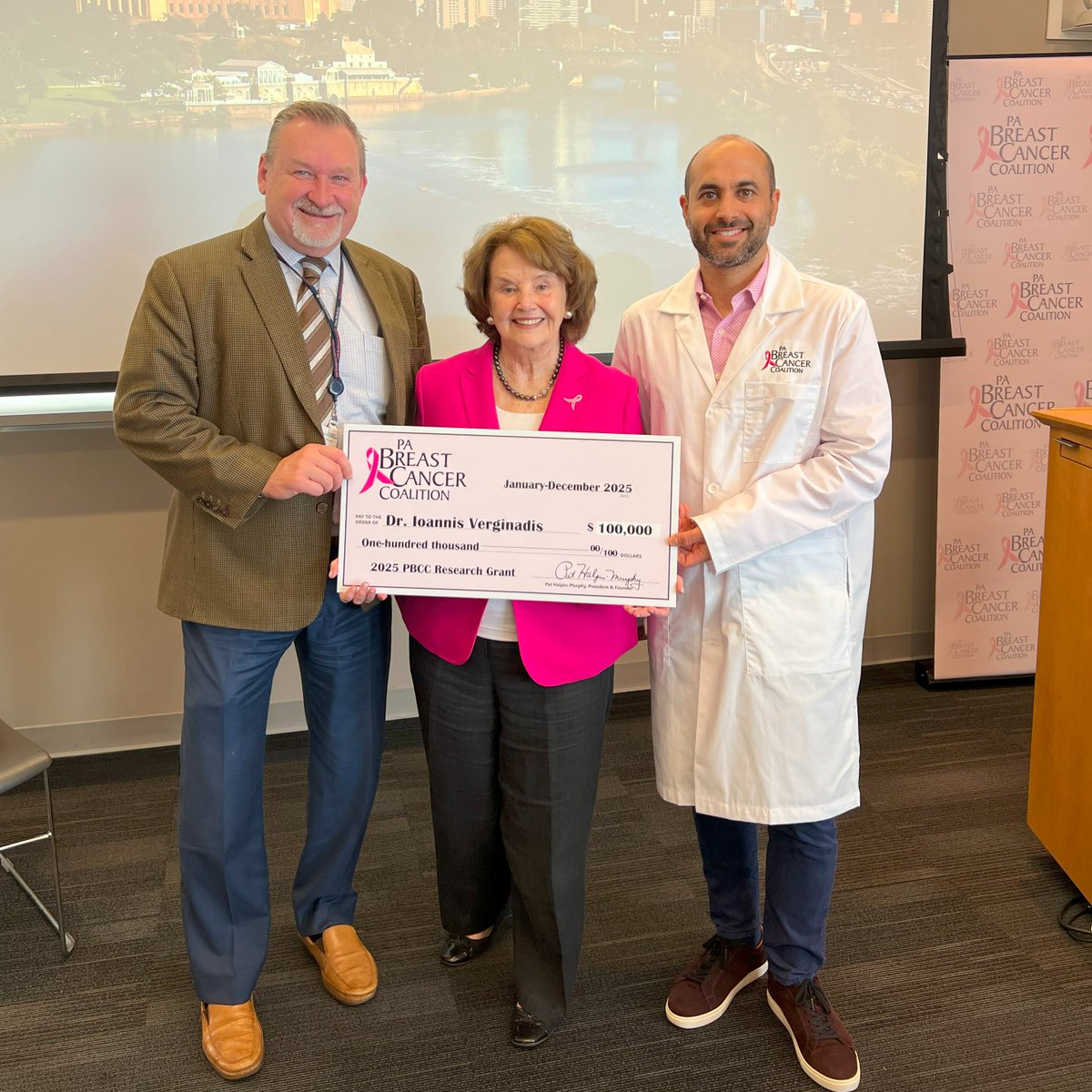 PA Breast Cancer Coalition (@pbcc) on Twitter photo đź’ˇ Bold science. Real hope. A better future for those facing #breastcancer.
The PBCC awarded a $100K research grant to Dr. Ioannis Verginadis <a href="/PennMedicine/">Penn Medicine</a> for pioneering work in FLASH proton therapy — aiming to reduce side effects + protect healthy tissue. 👏
@penncancer đź’ˇ Bold science. Real hope. A better future for those facing #breastcancer.
The PBCC awarded a $100K research grant to Dr. Ioannis Verginadis <a href="/PennMedicine/">Penn Medicine</a> for pioneering work in FLASH proton therapy — aiming to reduce side effects + protect healthy tissue. 👏
@penncancer