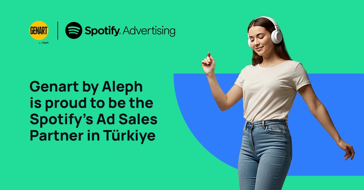 Genart by Aleph is proud to be the Spotify’s Ad Sales Partner in Türkiye!

Ready to grow your business? Contact now to learn more about Spotify advertising solutions: spotifyteam@genartmedya.com

#Spotify #GenartbyAleph #Aleph