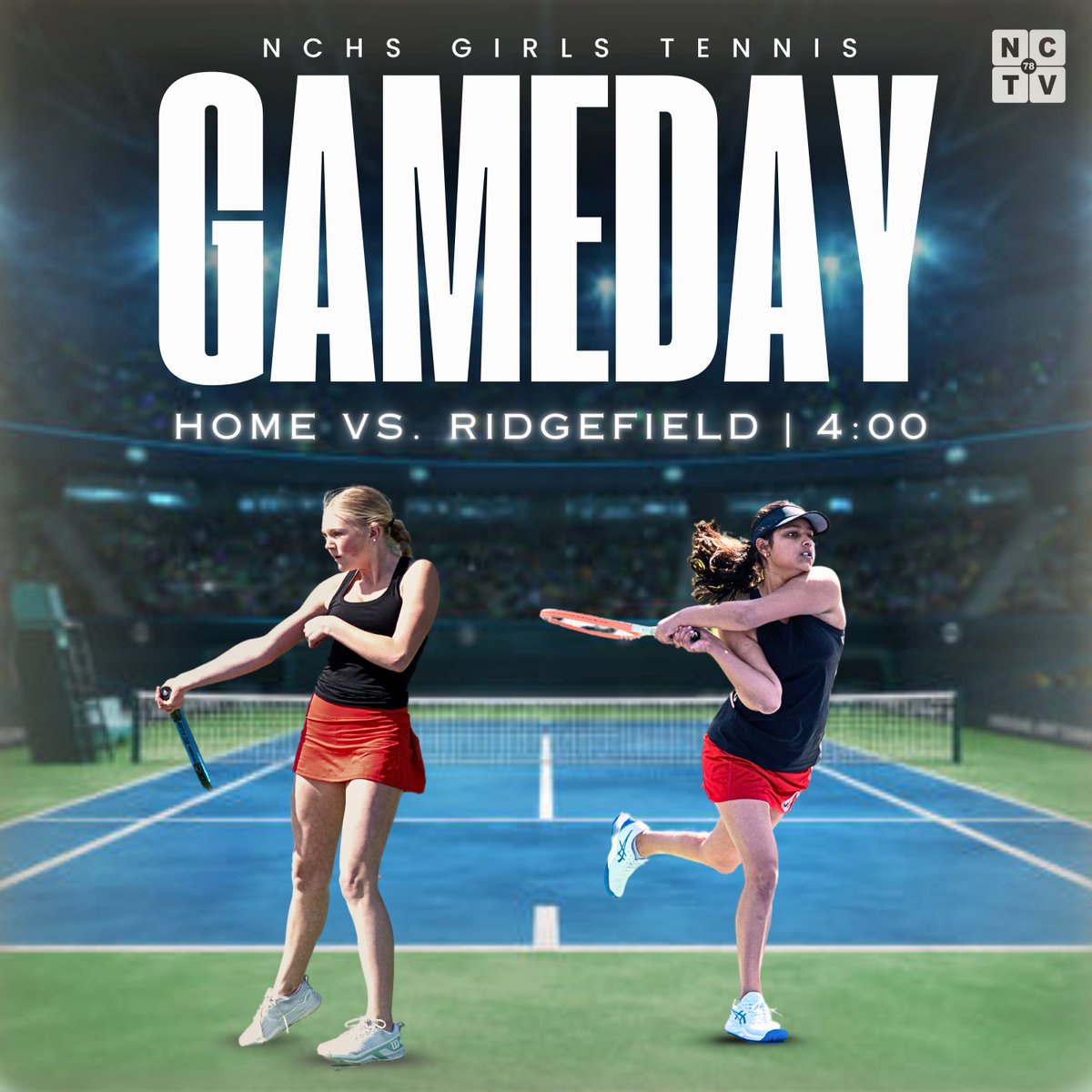 Girls Tennis is at home vs. Ridgefield at 4 today! #nctv78