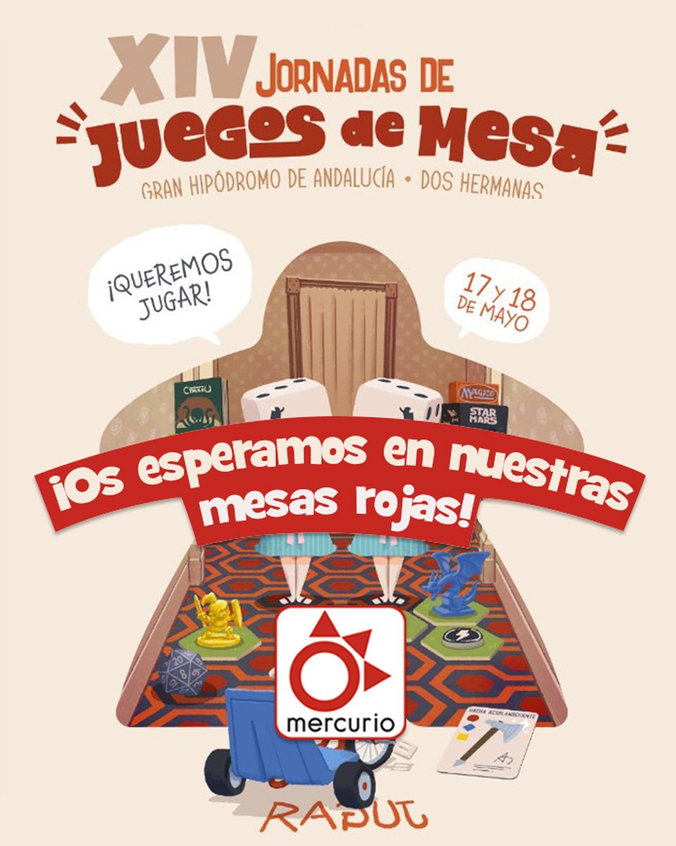 ¡Este finde os esperamos en las jornadas Queremos Jugar!

Habrá Torneo de Toma 6! 
Presentación del TIRA Y GANA! 
Expansión de Pelusas para los que traigáis la caja del juego.

17 y 18 de mayo
Gran Hipódromo de Andalucía 
(Dos Hermanas, Sevilla)

+ info ➡️bit.ly/4miJqde