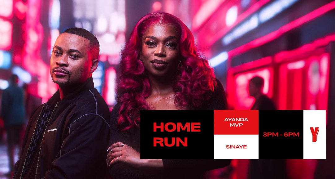 Y (@yfm) on Twitter photo Tuesdays hit DIFFERENT with @ayandamvp & <a href="/__sinaye/">Sinaye Kotobe</a> behind the mic! Tap in from 3PM to 6PM for bangers, banter & all things vibey.
#HomeRun Tuesdays hit DIFFERENT with @ayandamvp & <a href="/__sinaye/">Sinaye Kotobe</a> behind the mic! Tap in from 3PM to 6PM for bangers, banter & all things vibey.
#HomeRun