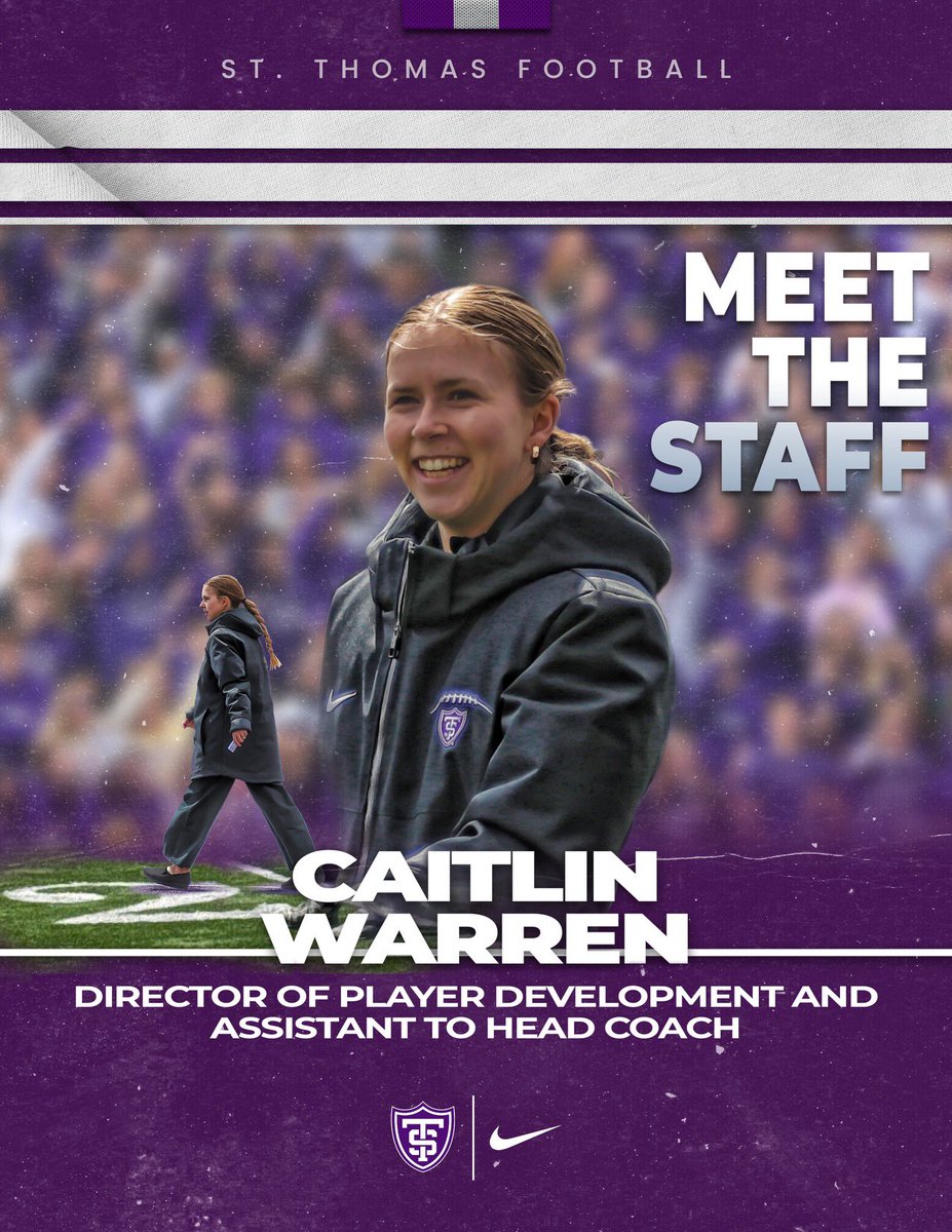 St. Thomas Football (@ust_football) on Twitter photo Caitlin Warren: Dir. Player Dev. 😈💪📈
#Passion26 ⚙️ <a href="/UofStThomasMN/">University of St. Thomas</a> 🔗
#Faith • #Family • #Football 🟣⚪️⚫️ Caitlin Warren: Dir. Player Dev. 😈💪📈
#Passion26 ⚙️ <a href="/UofStThomasMN/">University of St. Thomas</a> 🔗
#Faith • #Family • #Football 🟣⚪️⚫️