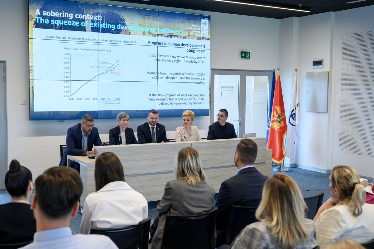 UNDP_Montenegro's tweet photo. 🤝Together with @javnaupravamne and with #EU support, we launched 🇲🇪 Montenegro’s first AI Readiness Assessment for the public sector using our #AILA methodology.

🔗Just like the latest #HumanDevelopment Report, it sends a clear message: #AI must serve people — not replace them. https://t.co/OD6Za8h9jU