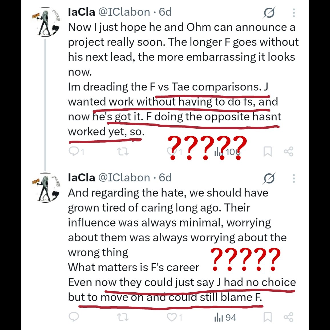 .

for nearly two years, your acc has
consistently posted negative content
about Teddy.

your acc is full of what appears to be
harassment, defamation, bully
against Teddy.
 
now you're invoking his name
to criticize his former partner as well?
what purpose does this serve?