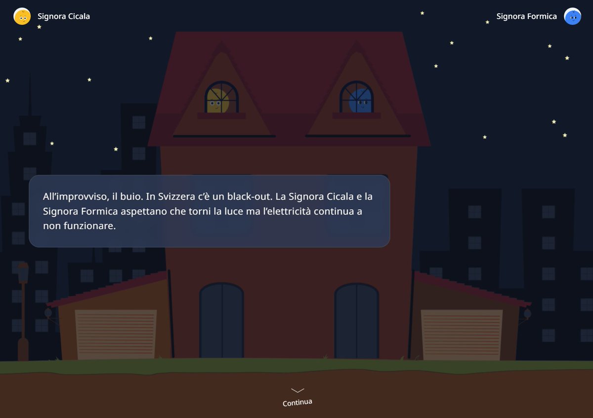 Interruzione di corrente? (Ri)guardate il video immersivo e scoprite come prepararvi per affrontare un eventuale problema di approvvigionamento in Svizzera. 
notvorrat-fabel.bwl.admin.ch/it  
#scortedemergenza #approvvigionamento