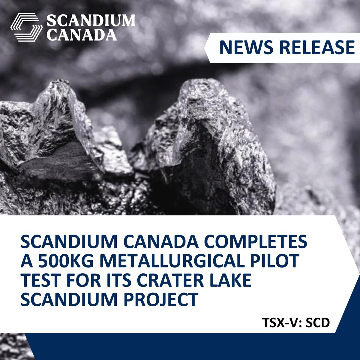 🗞️ | Scandium Canada completes a 500kg metallurgical pilot test for its Crater Lake scandium project | 🗞️

Scandium Canada is pleased to confirm that it has completed a campaign for the optimization of its mineral processing and hydrometallurgical flowsheet for scandium and rare