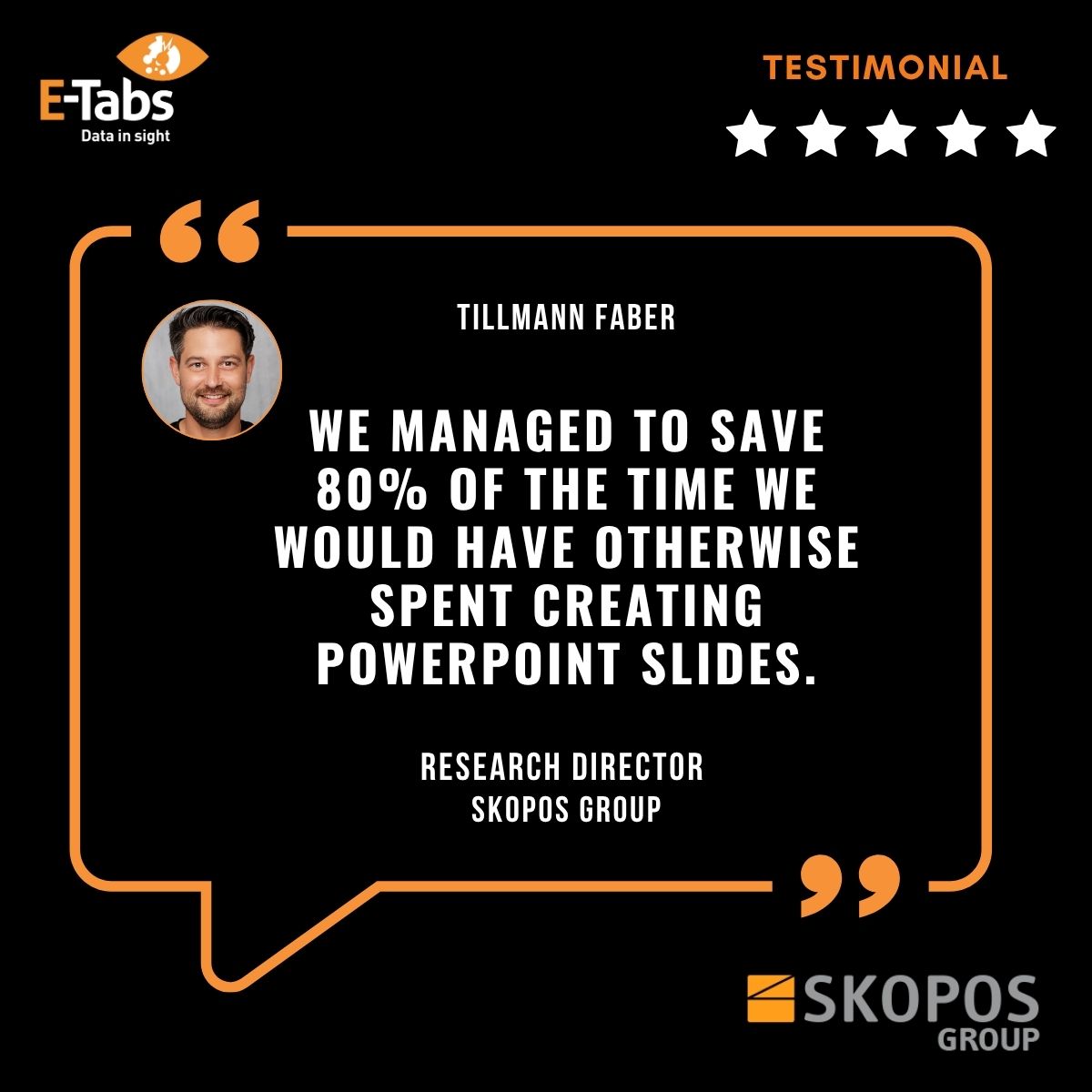See how Tillmann Faber of SKOPOS GROUP slashed reporting time and boosted efficiency with E-Tabs Report Automation ⚙️ 
🔗Read our new case study here: e-tabs.com/newsevents/the…
#SKOPOS #casestudy #MRX
