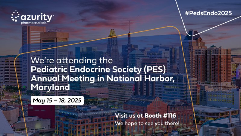 We're heading to National Harbor, MD for the Pediatric Endocrine Society (PES) Annual Meeting May 15-18. Come visit us at Booth 116 to learn more about how Azurity is serving overlooked patients. #servingoverlookedpatients #PedsEndo2025