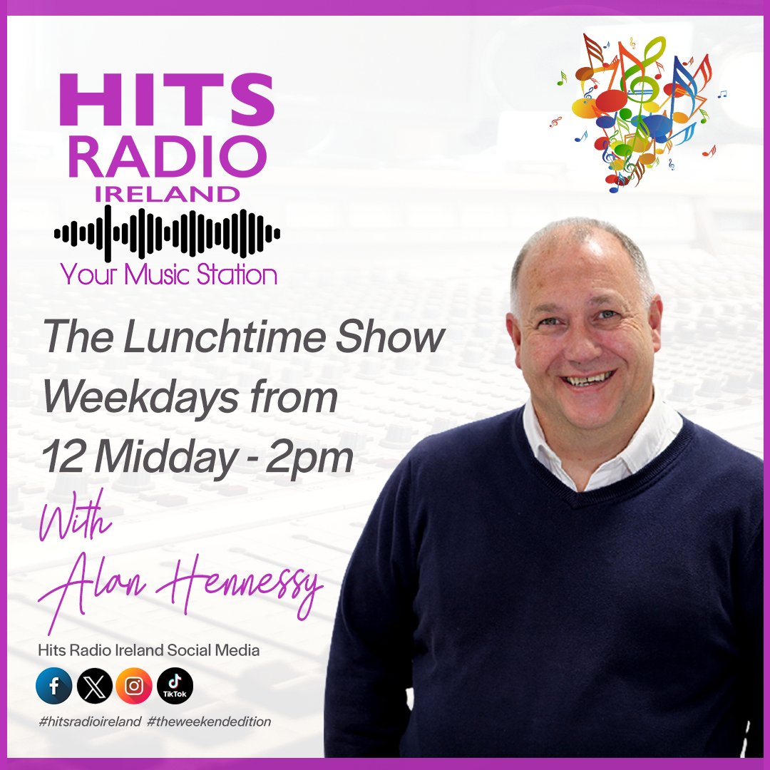 The best Lunchtime music with Alan Hennessy weekdays from 12 Noon on Hits Radio Ireland 
#Lunchtime #HitsRadioIreland
