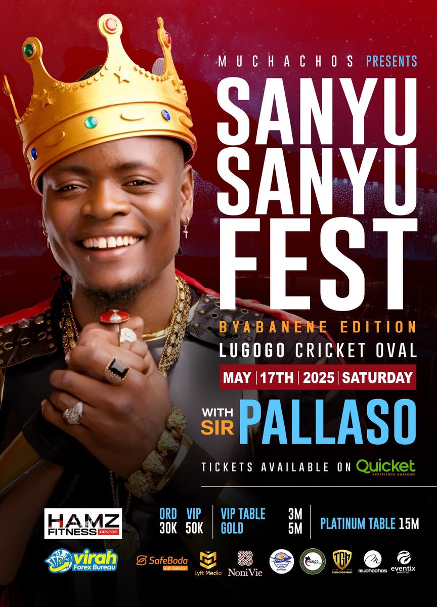 THIS SATURDAY! <a href="/pallasomusic/">Pallaso</a> is live at LUGOGO CRICKET OVAL in SANYU SANYU FEST 🎉😊 Sheehabolics, lets turn up in big numbers to show him love &amp; support👌 Good Luck Pallaso 🙏🏾