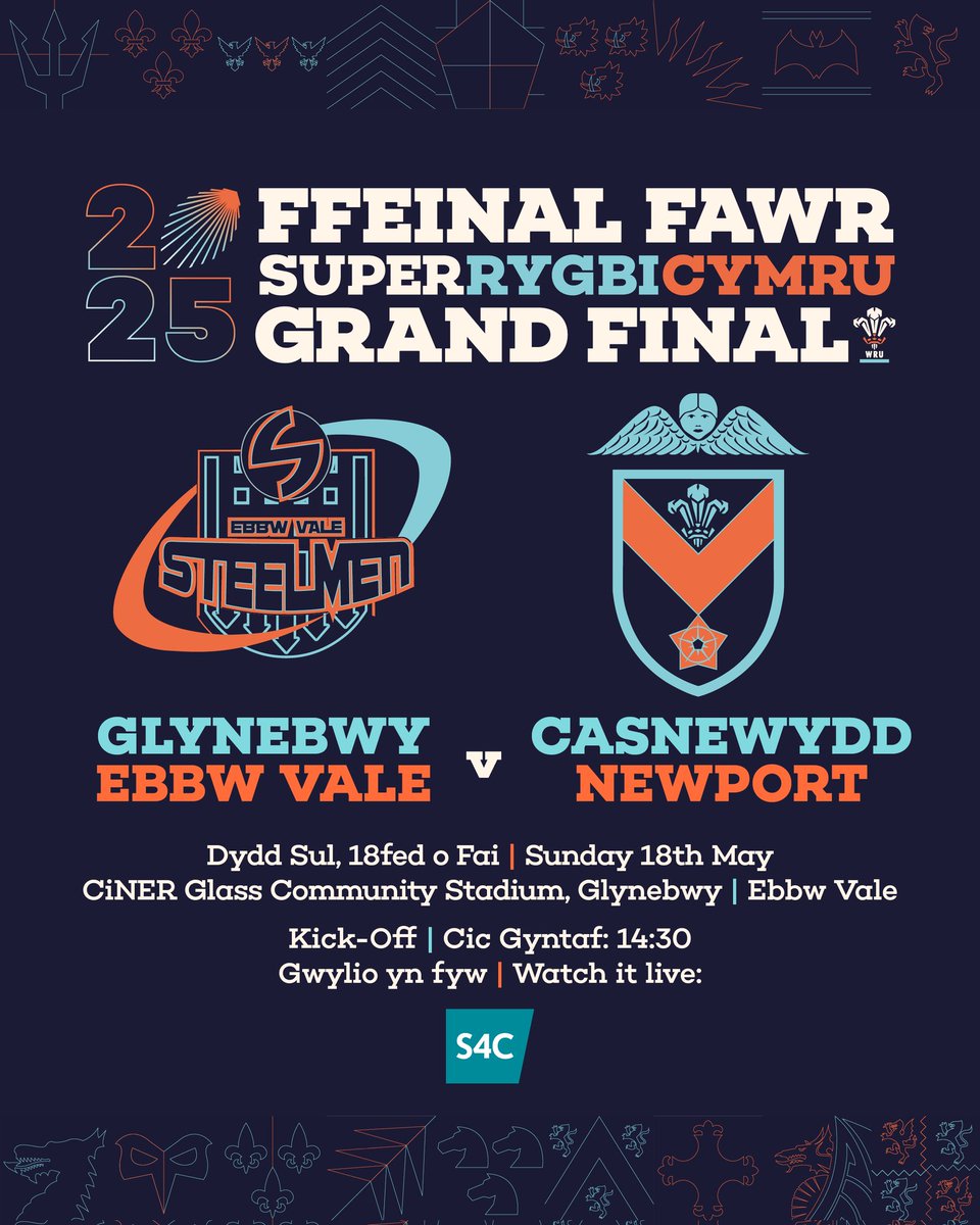 🏆 𝙎𝙍𝘾 𝙂𝙧𝙖𝙣𝙙 𝙁𝙞𝙣𝙖𝙡 | The first <a href="/SuperRygbiCymru/">Super Rygbi Cymru</a> final will be held this Sunday 🙌👇

🔥 <a href="/evrfc/">Ebbw Vale Rugby</a> 🆚️ <a href="/NewportRFC/">Newport RFC 1️⃣5️⃣0️⃣</a>
🏟 CiNER Glass Community Stadium
⌚️ 14:30 KO
📺 <a href="/S4CRygbi/">S4C Rygbi</a> 
🎟 evrfc.co.uk/product/18th-m…

#WelshRugby