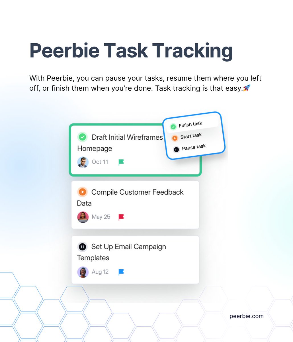With Peerbie, managing tasks is easy. Pause, resume, or stop tasks—no interruptions or stress.

Stay organized and focused, no matter the changes. ⚡

Join us today and keep track of your tasks efficiently: peerbie.com

#TaskManagement #Productivity #Efficiency