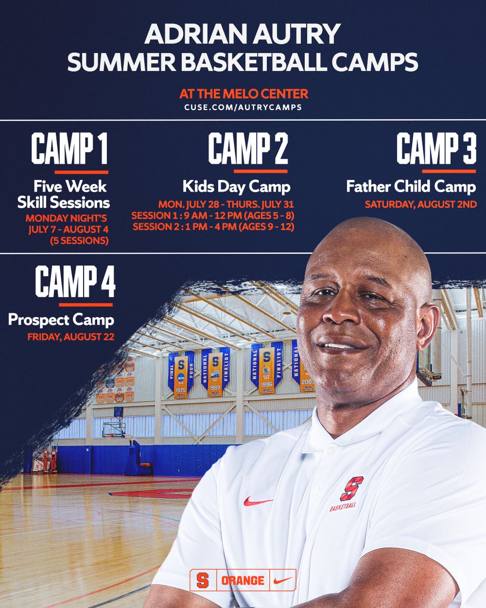 🚨 Sign up today! 🚨 

Registration is open for Adrian Autry Summer Basketball Camps. With four different sessions, find the camp that's right for you.

➡️ cuse.com/autrycamps