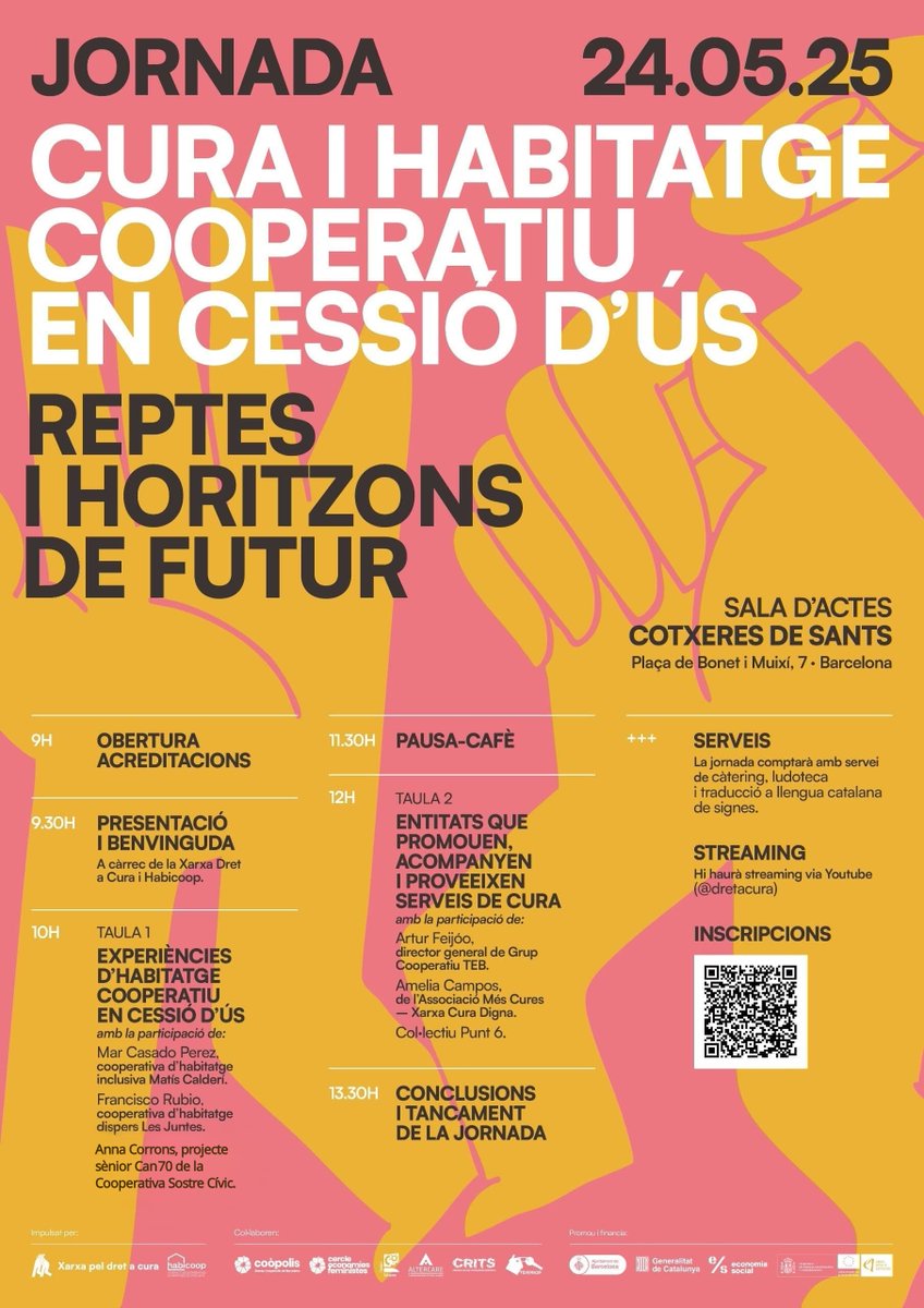 Federació Coopsconsum (@coopsconsum) on Twitter photo Dissabte 24 de maig, veniu a la jornada sobre "Cura i Habitatge Cooperatiu en Cessió d'Ús"!
Reflexionarem sobre la cura i l’habitatge cooperatiu en cessió d'ús, de la mà d'entitats i #cooperatives com ara <a href="/sostrecivic/">Sostre Cívic</a>
shorturl.at/hi9jt
#HabitatgeCooperatiu #DretaCura Dissabte 24 de maig, veniu a la jornada sobre "Cura i Habitatge Cooperatiu en Cessió d'Ús"!
Reflexionarem sobre la cura i l’habitatge cooperatiu en cessió d'ús, de la mà d'entitats i #cooperatives com ara <a href="/sostrecivic/">Sostre Cívic</a>
shorturl.at/hi9jt
#HabitatgeCooperatiu #DretaCura