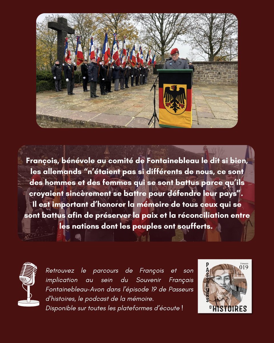 Découvrez le portrait de François Daubard, bénévole au comité de Fontainebleau-Avon, il témoigne des actions qui favorisent la sauvegarde de la paix et de la mémoire du Souvenir Français ainsi que de son parcours  (À découvrir ici : smartlink.ausha.co/passeurs-d-his…) !