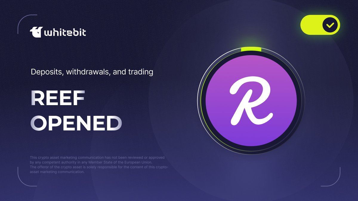 $REEF migration completed ✅

Balances updated 1:1 (ERC20 → Reef Chain) — new addresses are on your Balance page.

Deposits, withdrawals &amp; trading are open again!
You can trade $REEF/$USDC pair: whitebit.com/trade/REEF-USDC

ERC20 (etherscan.io/token/0xfe3e6a…) → Reef Chain