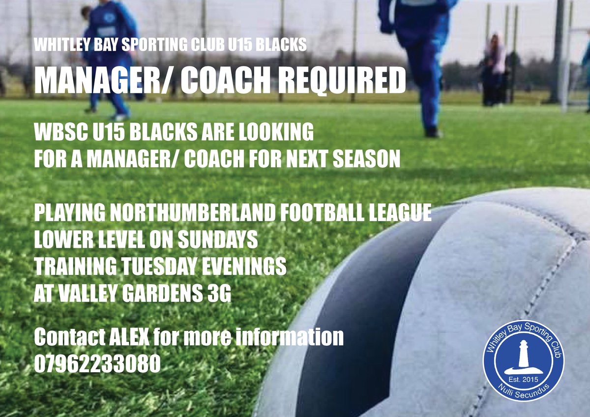 One of next years U15 team requires a lead coach. Team play Sundays.