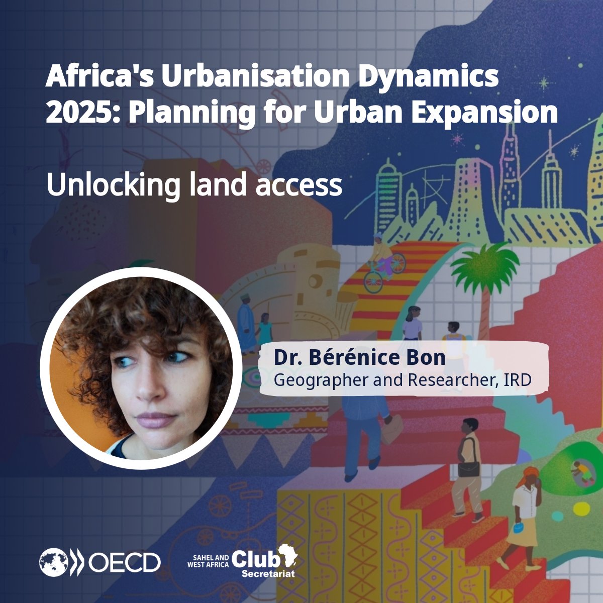 📢 Join us this Friday, 16 May for the first webinar in our Africa’s Urbanisation Dynamics series!
We're pleased to welcome our first speaker, Dr. Bérénice Bon, geographer and researcher at IRD, whose work focuses on urbanisation in sub-Saharan Africa.
🔗bit.ly/4jPGGSh