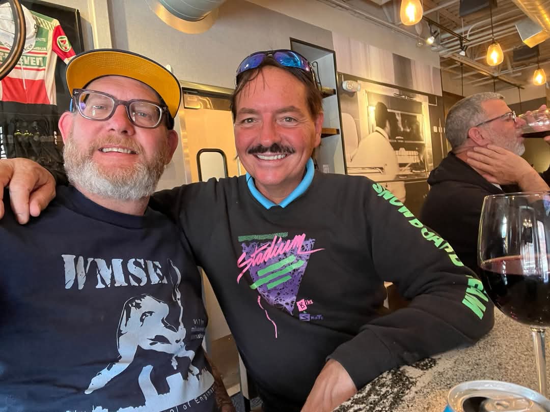 PackerFever's tweet image. An old friend was traveling through town so I wore the old Snowboard Team sweatshirt from many many years ago from the old skate shop in Green Bay. He noticed, we had fun and beers. @punk