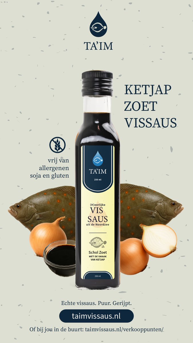taimvissaus's tweet photo. Ontdek de magie van smaken met onze sojavrij en glutenvrije 'ketjap zoet' vissaus! Deze verrukkelijke saus tilt je gerechten naar een hoger niveau, met een perfecte balans van zoet en hartig. 

Haal nu jouw gluten en sojavrije soja vervanger via https://t.co/2Syh93OkYL

#vissaus https://t.co/EeyauMSFpF