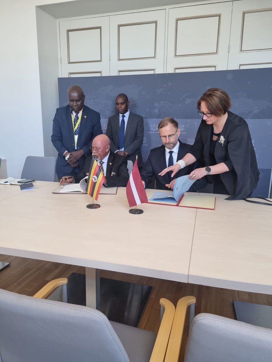 Uganda signed a Bilateral Air Services Agreement (BASA) with Latvia on May 12, 2025, a major step toward strengthening air connectivity and cooperation between the two nations.

The BASA was signed by the Minister of Foreign Affairs, Hon. Jeje Odong Abubakhar on the sidelines of