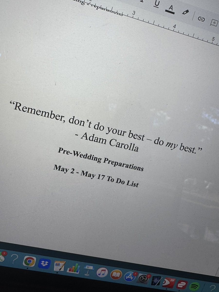 Cristina Mendonsa (@c_mendonsa) on Twitter photo My type A, marketing manager, bride to be oldest daughter sends out the final wedding planning memo to the family. lol
<a href="/adamcarolla/">Adam Carolla</a> My type A, marketing manager, bride to be oldest daughter sends out the final wedding planning memo to the family. lol
<a href="/adamcarolla/">Adam Carolla</a>