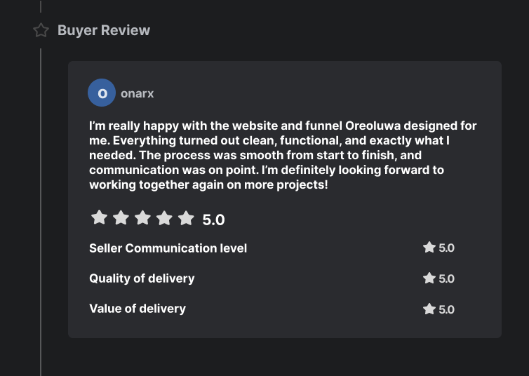 A happy client review!