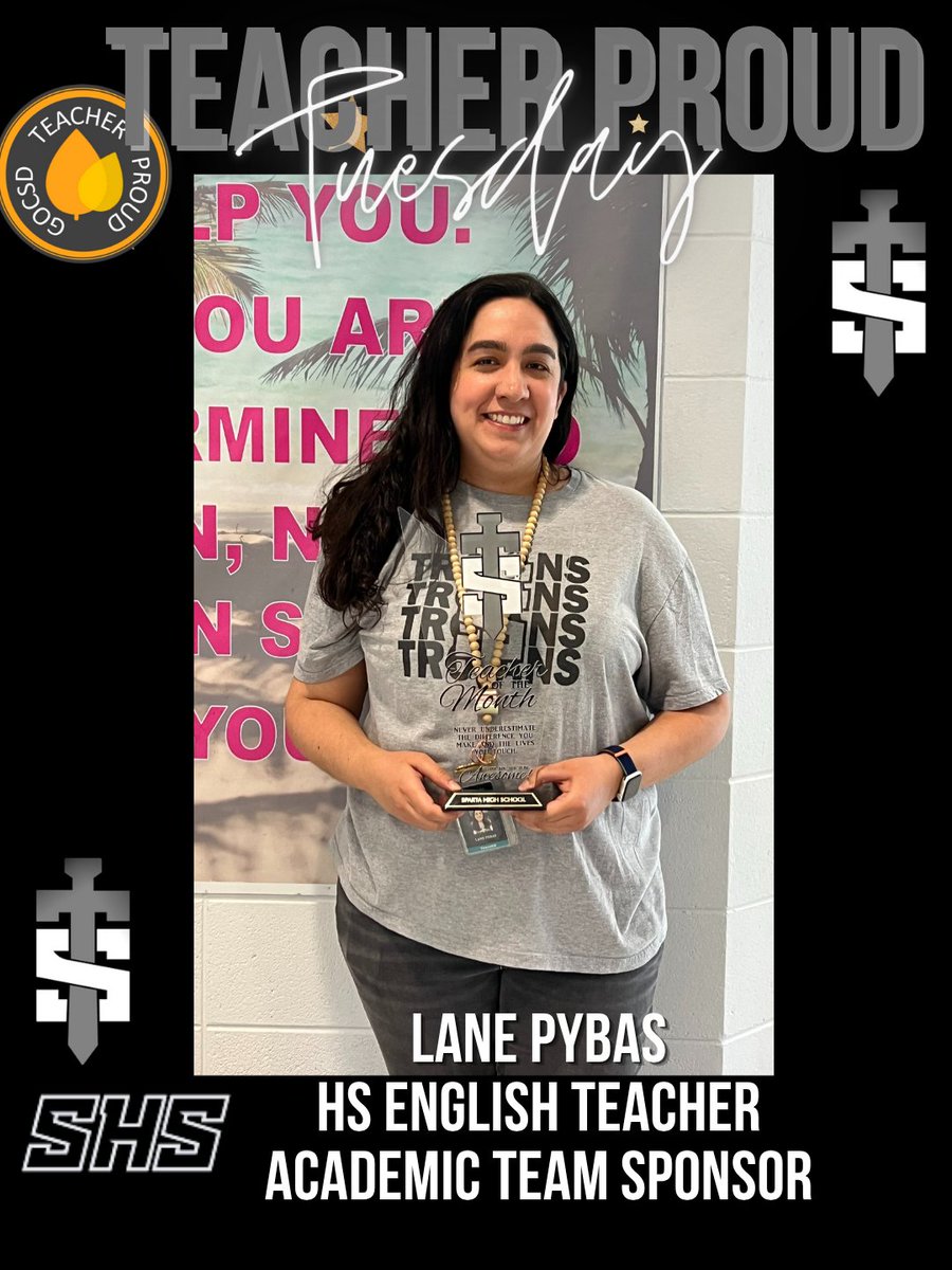 Congrats to Ms. Lane Pybas for being named Sparta High Schools Teacher Proud Tuesday teacher for the month of May.  Ms. Pybas teaches English for us and has made a huge impact on our students this year.  Thank you for all you do the the students of Sparta High School.