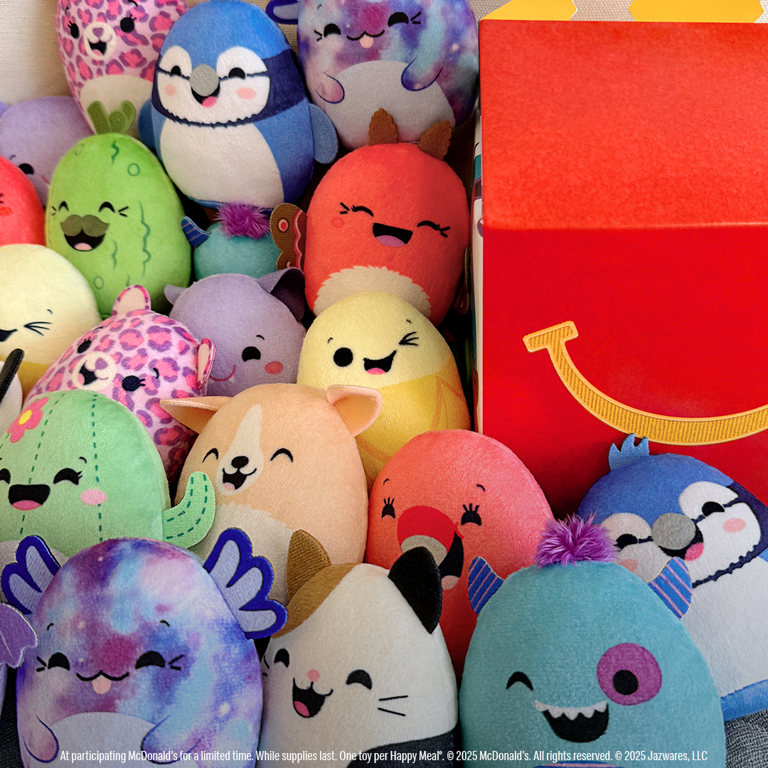 McDonalds's tweet image. i'm a grown up i do grown up things like errands and getting my Squishmallows Happy Meal today