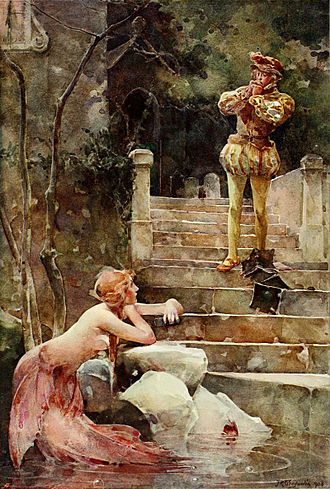 In Zennor Cornwall, a mermaid would attend church to sing with the choir, although the villagers did not know her aquatic identity. She caught the heart of Matty Trewella and together they disappeared to live happily beneath the waves...#FairyTaleTuesday #mermay2025 🎨Weguelin.