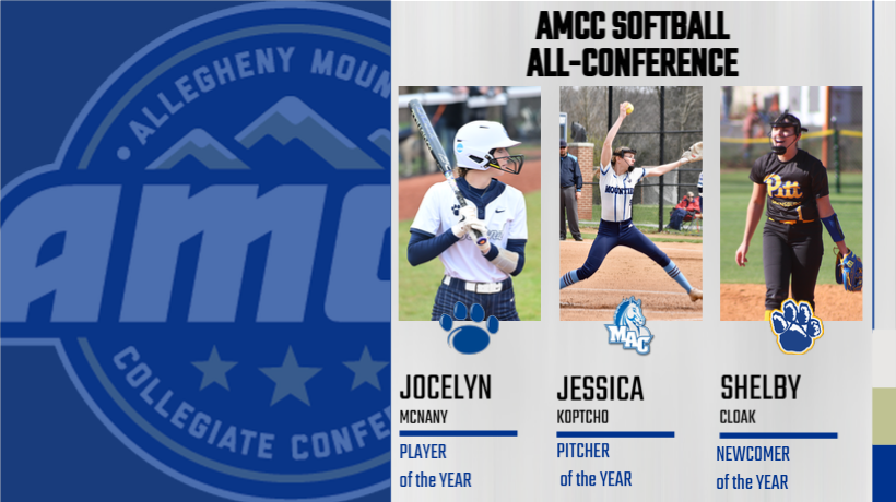 AMCC Releases Softball All-Conference Team
Player of the Year: <a href="/PSBAthletics/">Behrend Athletics</a> Jocelyn McNany
Pitcher of the Year: <a href="/Mounties_Sports/">Mount Aloysius Athletics</a> Jessica Koptcho
Newcomer of the Year: <a href="/upgbobcats/">Pitt-Greensburg Athletics</a> Shelby Cloak
Click below for the full all-conference team!
amccsports.org/sports/sball/2…