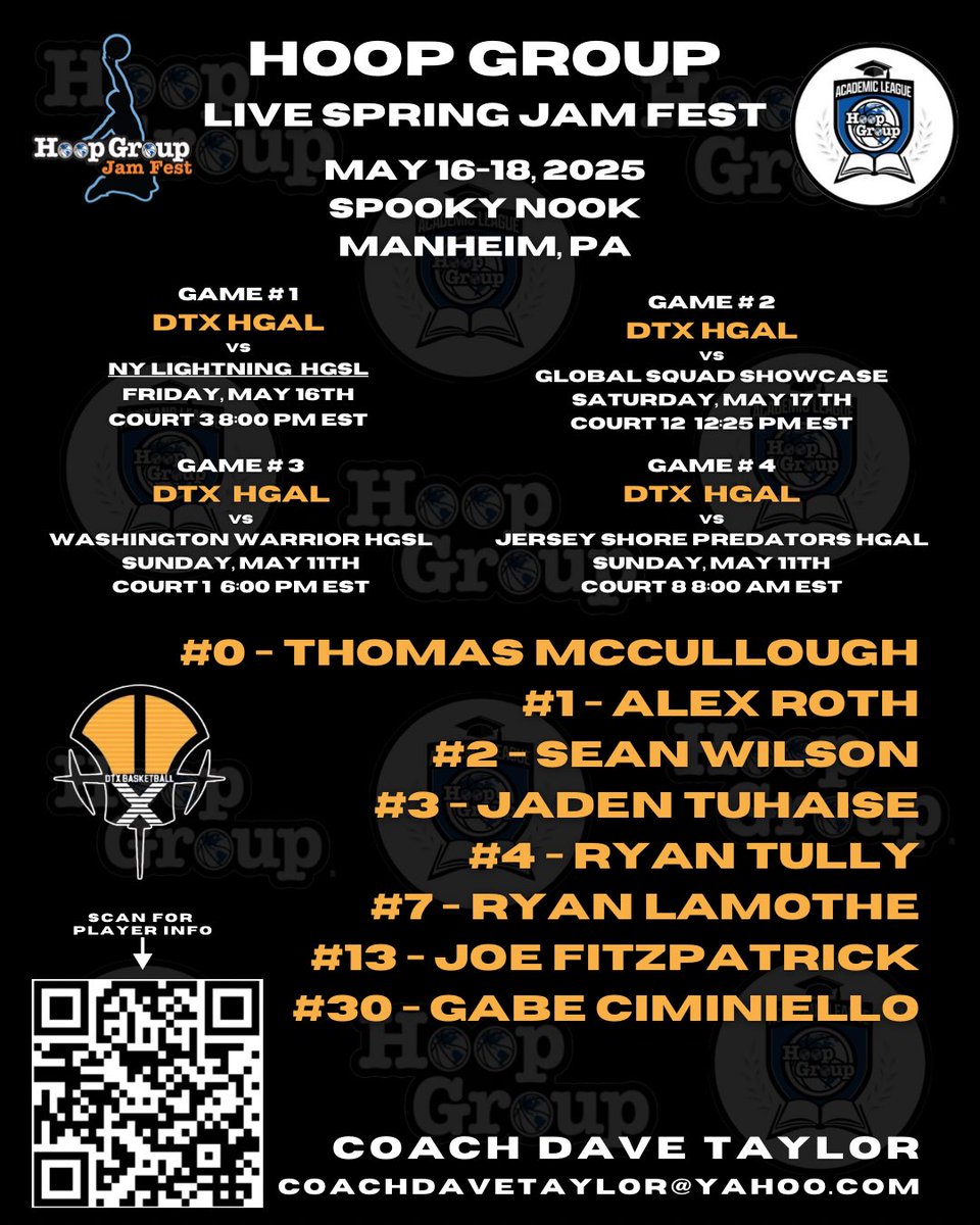 Coaches! This is my schedule for this weekend at the Hoop Group Live Spring Jam Fest: