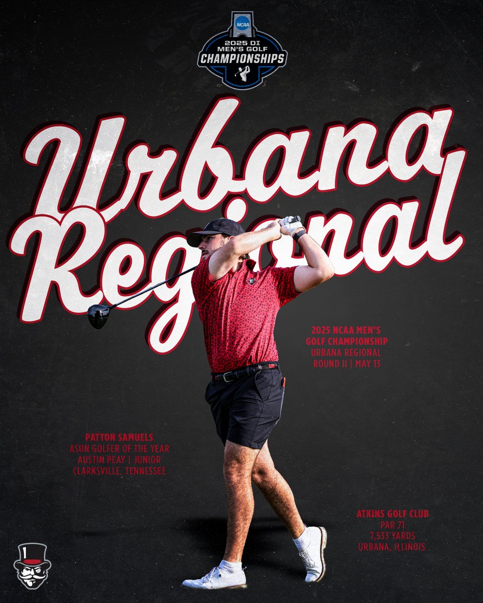 Austin Peay Men's Golf (@govsmgo) on Twitter photo Time to make a charge. ๐ฉโณ๏ธ
๐ Atkins Golf Club
๐ Urbana, Illinois
๐ --> bit.ly/3GRSup5
<a href="/PattonSamuels/">Patton Samuels</a> | #LetsGoPeay Time to make a charge. ๐ฉโณ๏ธ
๐ Atkins Golf Club
๐ Urbana, Illinois
๐ --> bit.ly/3GRSup5
<a href="/PattonSamuels/">Patton Samuels</a> | #LetsGoPeay