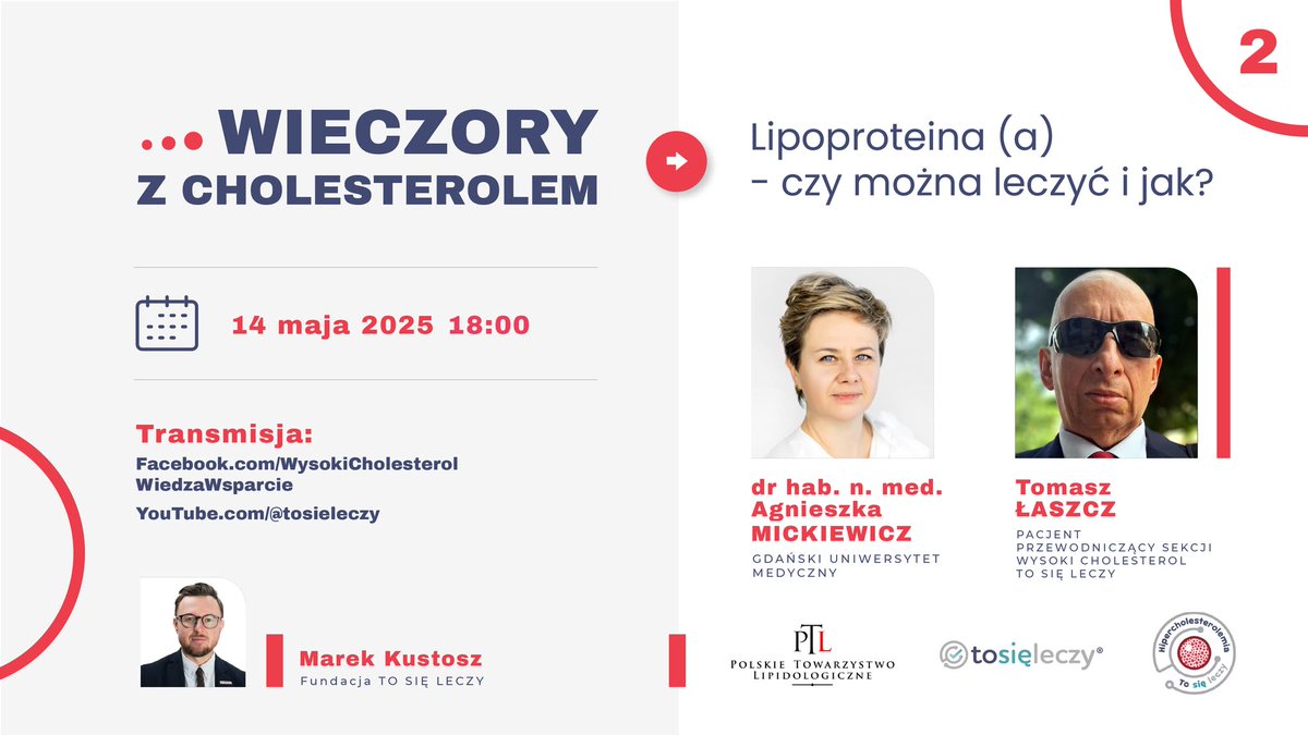 Fundacja To Się Leczy (@sieleczy) on Twitter photo 📣 Zapraszamy na webinar "Lipoproteina (a) - czy można leczyć i jak? (Wieczory z Cholesterolem)" już najbliższą środę 14 maja o 18:00 z udziałem dr hab. n. med. Agnieszki Mickiewicz <a href="/GUMedGdansk/">Gdański Uniwersytet Medyczny (GUMed)</a>
▶️ fb.me/e/4vPSzxfM0
#wysokicholesterol #tosięleczy #webinar #lipoproteina 📣 Zapraszamy na webinar "Lipoproteina (a) - czy można leczyć i jak? (Wieczory z Cholesterolem)" już najbliższą środę 14 maja o 18:00 z udziałem dr hab. n. med. Agnieszki Mickiewicz <a href="/GUMedGdansk/">Gdański Uniwersytet Medyczny (GUMed)</a>
▶️ fb.me/e/4vPSzxfM0
#wysokicholesterol #tosięleczy #webinar #lipoproteina