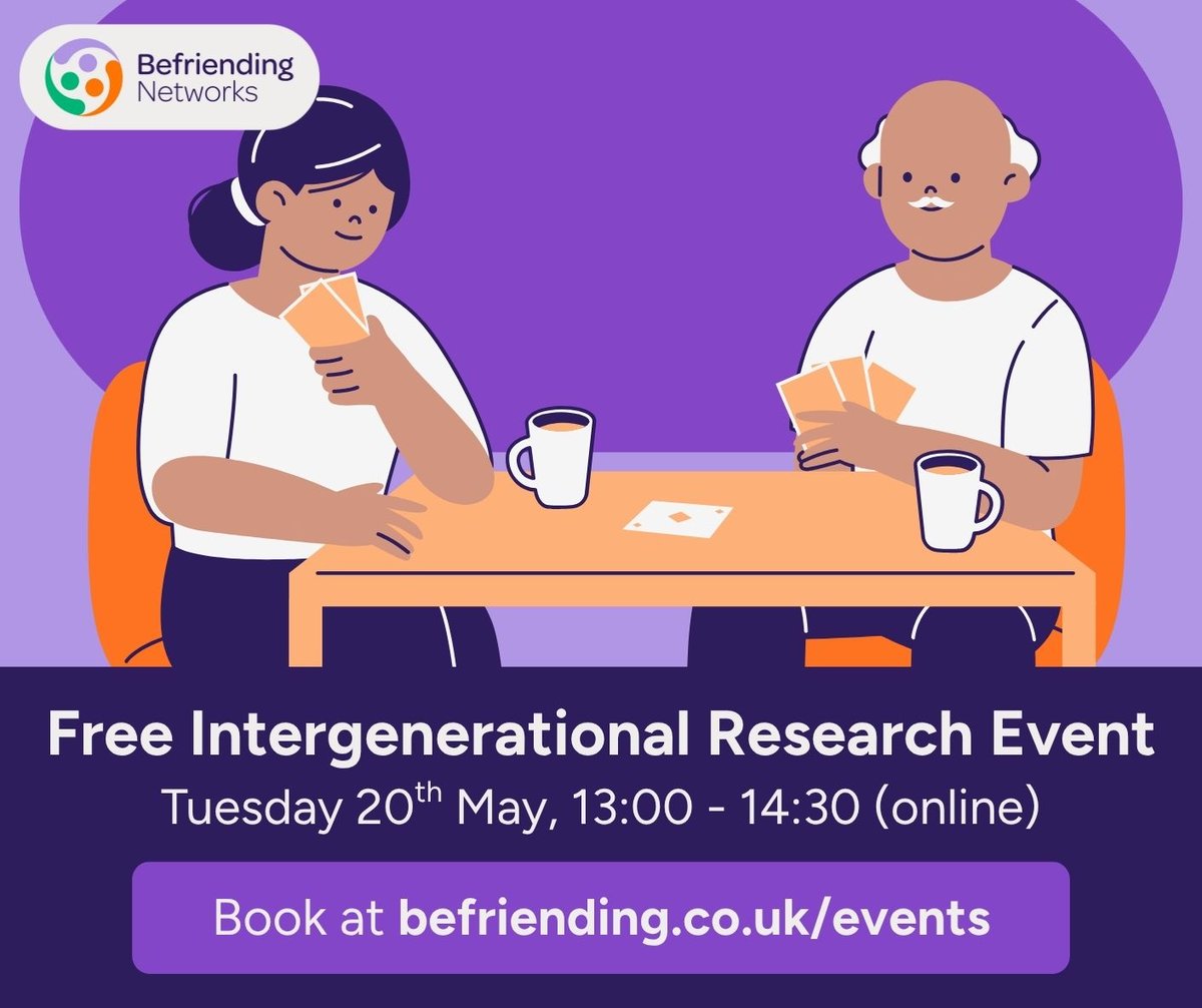 Generations Working Together (@generationswt) on Twitter photo Join <a href="/befriendingnet/">Befriending Networks</a> for a free Intergenerational Research Event
Tuesday 20th May, 13:00 - 14:30 (Online)
Find out more and secure your free place at: befriending.co.uk/product/interg… Join <a href="/befriendingnet/">Befriending Networks</a> for a free Intergenerational Research Event
Tuesday 20th May, 13:00 - 14:30 (Online)
Find out more and secure your free place at: befriending.co.uk/product/interg…