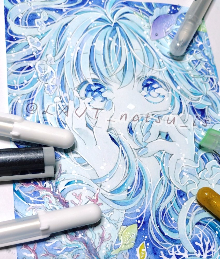 ✨️✨️🐟️🐠🪸✨️✨️

完成しました…！大好きB6サイズ〜！
ラグーンブルー、とってもきれいな発色で、色を重ねるのも楽しかったです✨️✨️