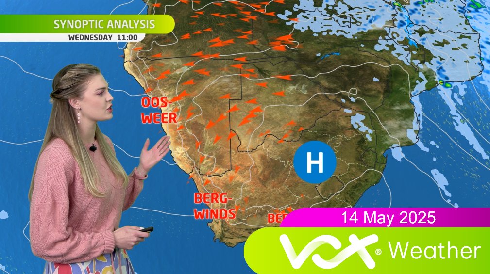 14 May 2025| Vox Weather Forecast

🌤️ Mostly calm &amp; dry with a high over the interior
🥵 Bergwinds persist along the West Coast &amp; “oosweer” for Namibia
🔥 Heatwave &amp; fire danger in parts of NC &amp; WC

Forecast:youtu.be/jQ4Oi7LWxu4

#voxweather