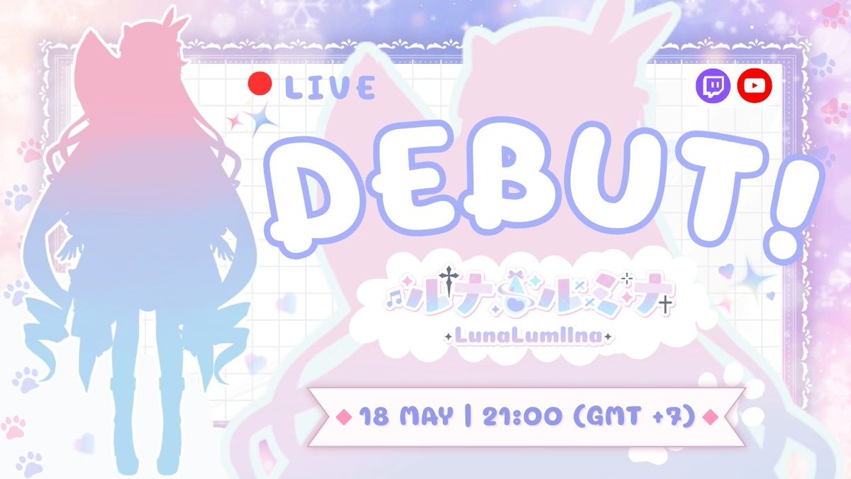 📢VTuber Debut Alert ! 

LunaLumIIna กำลังจะมีเดบิ้วต์แล้วว!  
📅เจอกันวันที่ 18 พฤษภาคมนี้ 
🕘เวลา 21:00 น. (3 ทุ่มตรง) 

📍youtube.com/@LunaLumiina 
📍twitch.tv/lunalumiina_prd

#LunaLumIIna #VTuberDebut #VTuberTH #จิ้งจอกเปอร์เซีย #พร้อมปกป้องคุณ