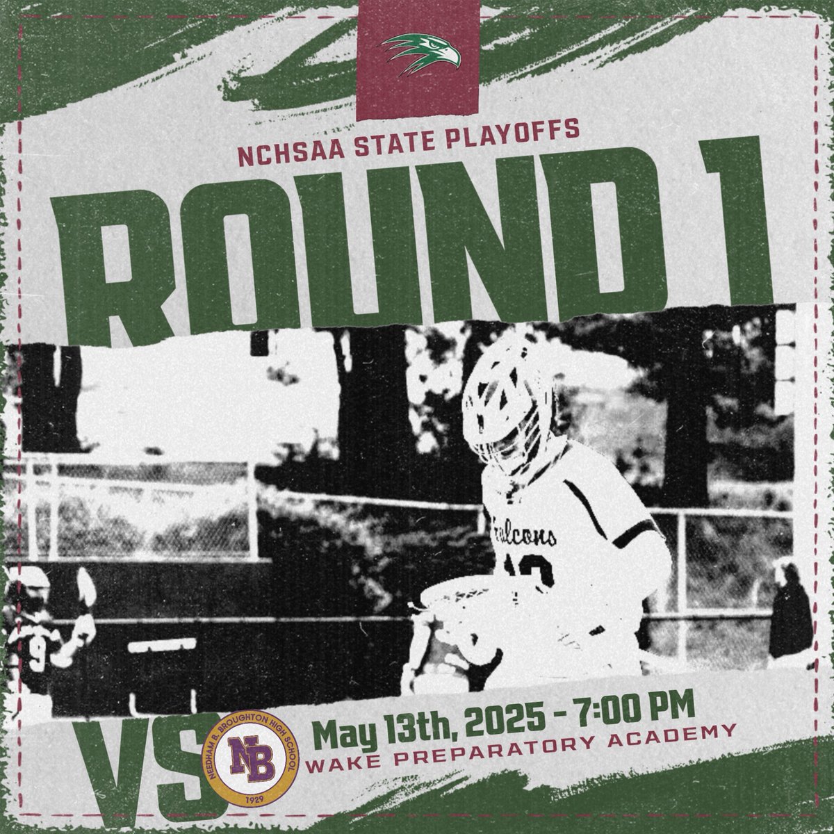 PLAYOFF TIME. 🦅🏆

The road to the state title starts tonight as your Falcons take on Broughton in the 1st Round of the NCHSAA Playoffs.

📅 Tuesday, May 13th
📍 Wake Preparatory Academy
🕖 7:00 PM