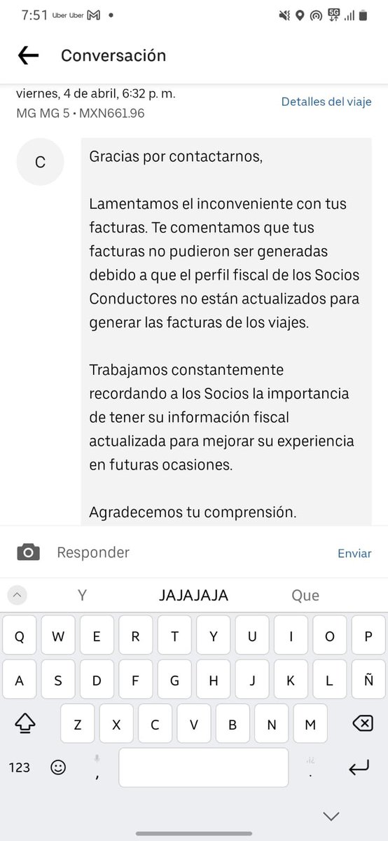 OscarGrmtk's tweet photo. @SATMX @Profeco 
@Uber_MEX  no se hace responsable de que sus socios conductores generen los cfdi correspondientes 
Están incumpliendo con sus obligaciones fiscales y realizando afectaciones directas a uno como consumidor https://t.co/xYPF84QWPM