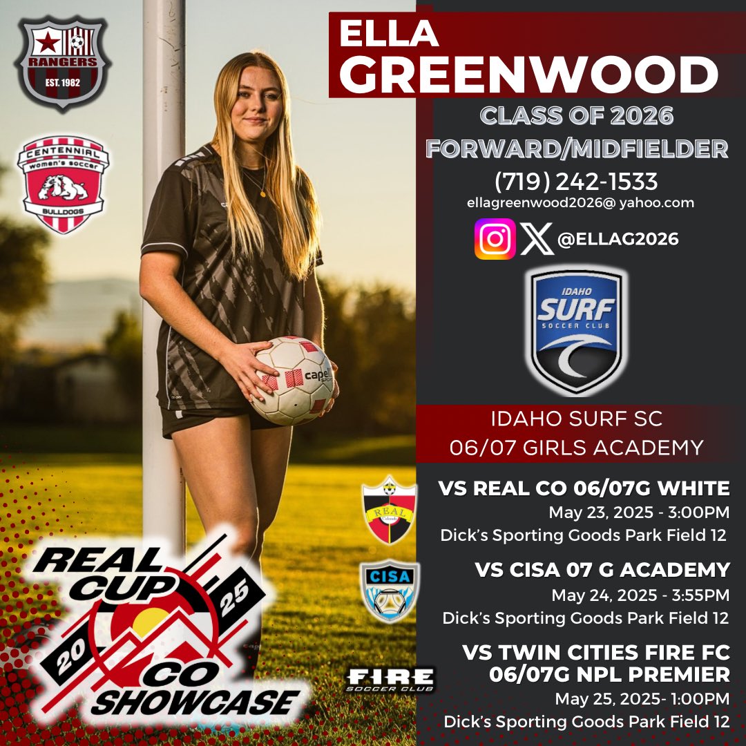 Very thankful for another opportunity to compete at the Real Cup Showcase on Memorial Day weekend. Thanks to the Idaho Surf SC 06/07 Girls DPL Academy for bringing me along as a guest player!