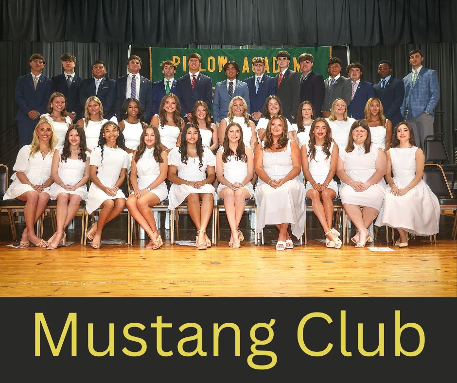 The honor organization of Pillow Academy is the Mustang Club. Seniors who accumulate 100 points in all school-sponsored activities over the course of their high school career are eligible for membership in the Mustang Club.
