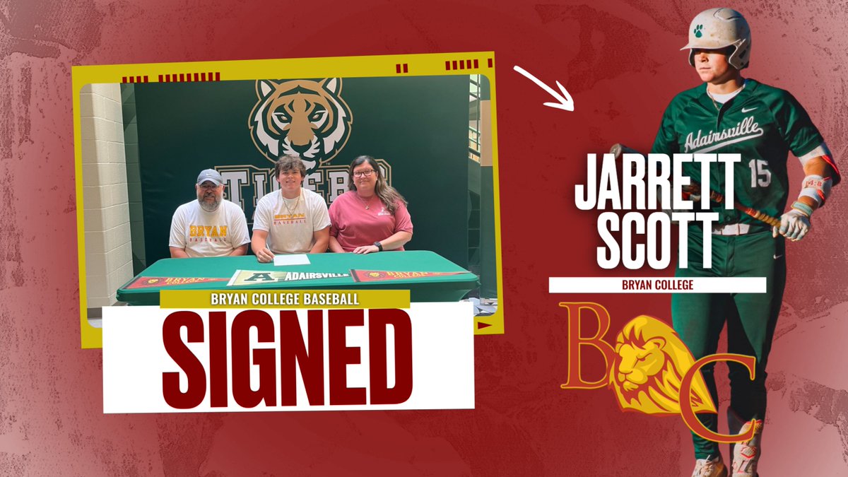 Adairsville Athletics (@adairsville306) on Twitter photo Jarrett Scott signed to play baseball at Bryan College!! Jarrett Scott signed to play baseball at Bryan College!!
