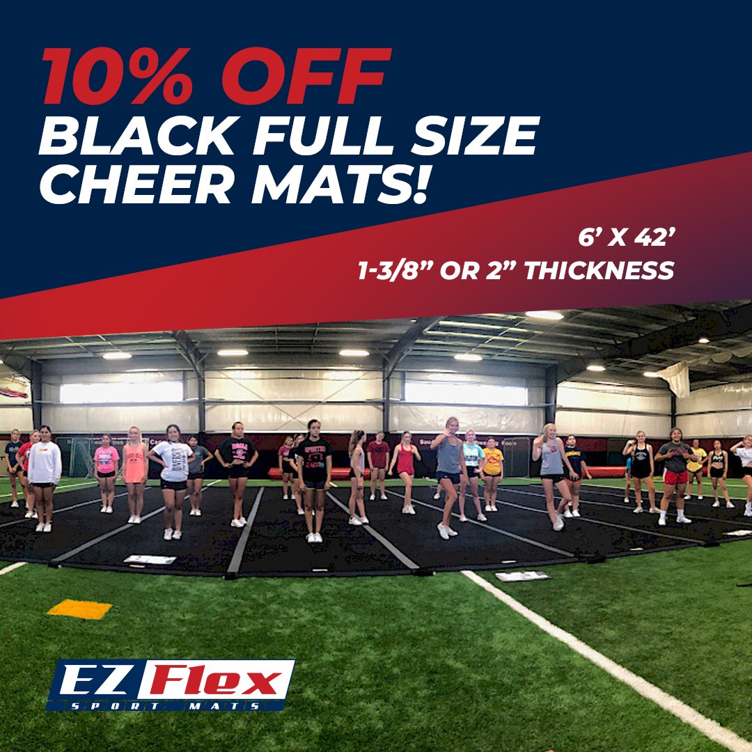 Your favorite black #CheerMats—NOW 10% OFF! 🖤

✔️ Flame-laminated 26 oz. carpet
✔️ Made in the USA
✔️ 3-Year Limited Warranty

Hurry! Limited time only. 👉 bit.ly/3S8ylNN

#CheerleadingMats #EZFlexSportMats #AthleteLife