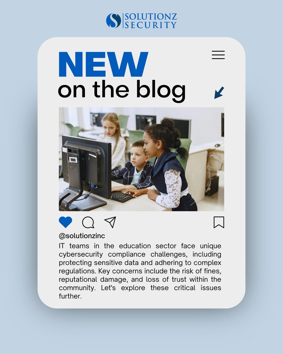 SolutionzInc's tweet image. Educational institutions face unique cybersecurity challenges. Discover how our expert, human-centered solutions pave the way for a safer digital learning environment. Learn more in our latest blog: bit.ly/43pho8g
#EdTechSecurity #CyberCompliance #SecureLearning